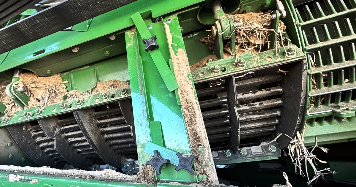 view of Razors Edge in John Deere combine