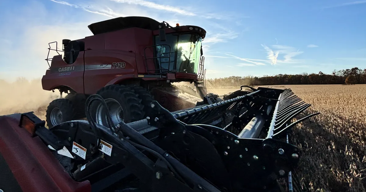 combine harvesting field