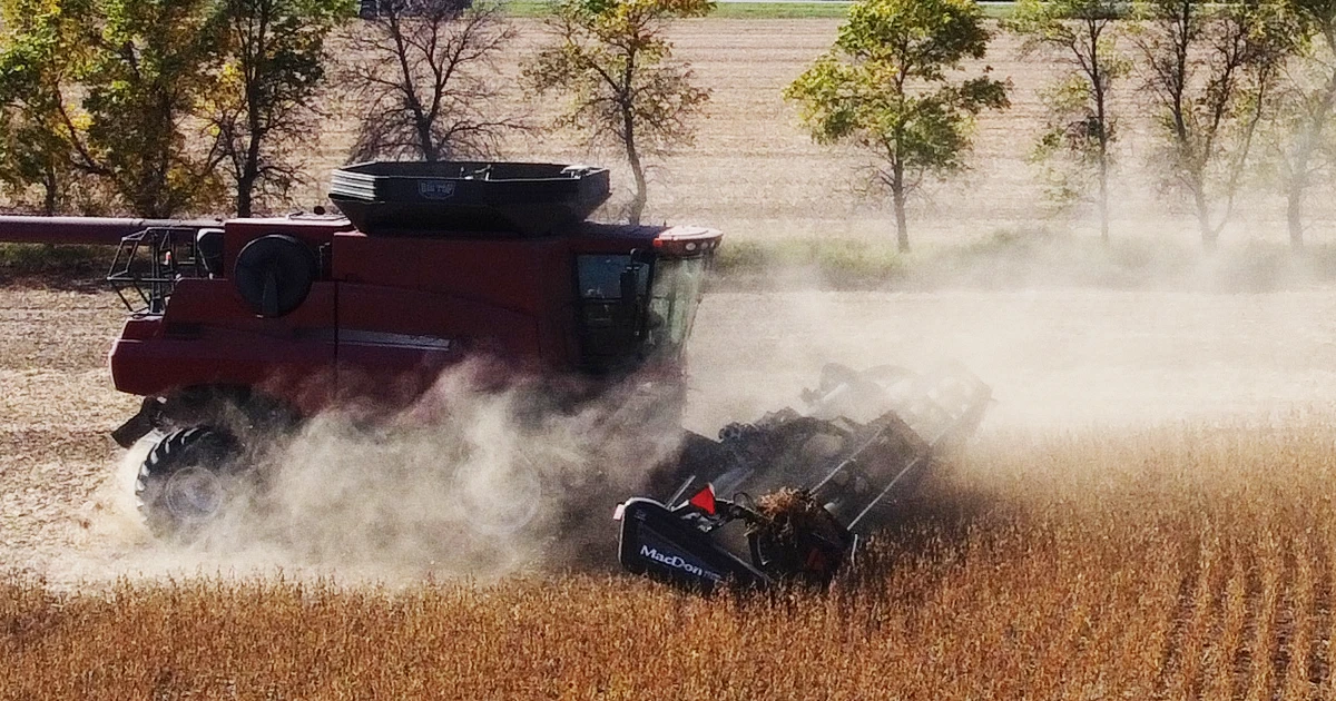 combine harvesting field